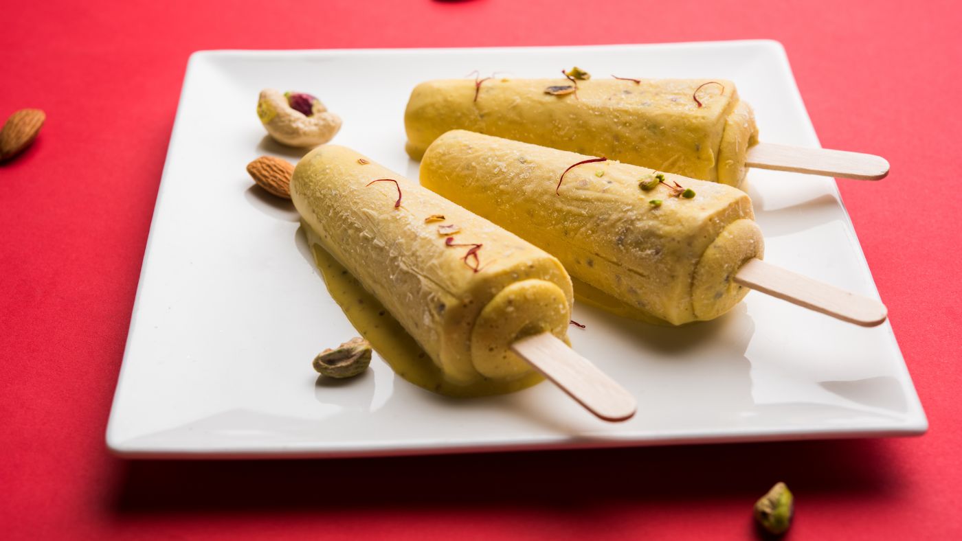kesar pista kulfi on dish