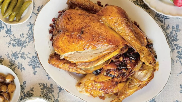 Saffron-Infused Roast Chicken with Dried Fruit Stuffing